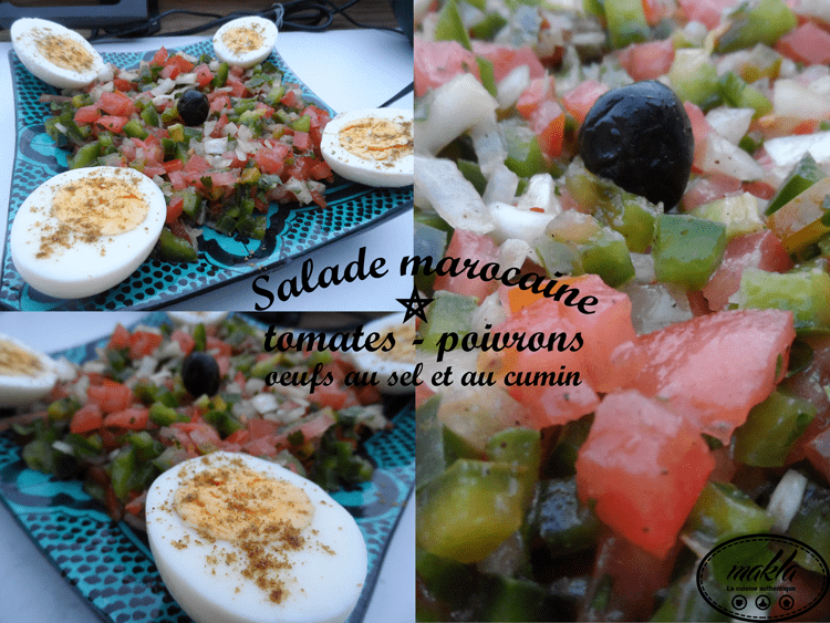Salade marocaine_tomates, poivrons et oeufs (sel et cumin)