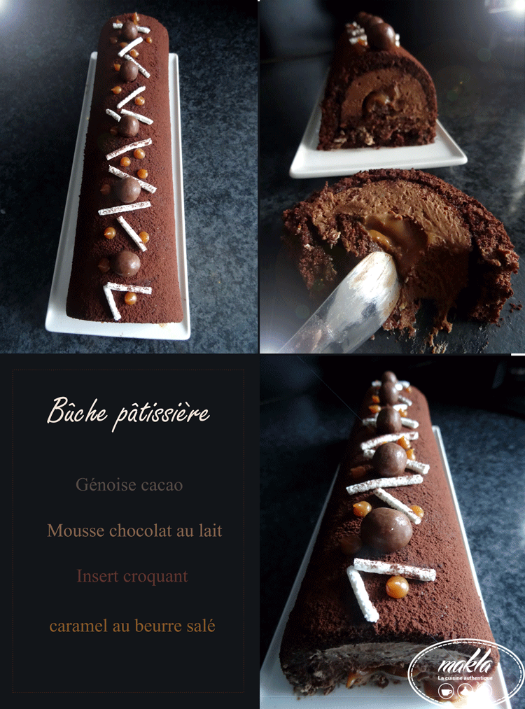 Lire la suite à propos de l’article Bûche | Choco croc’ & coeur de caramel au beurre salé