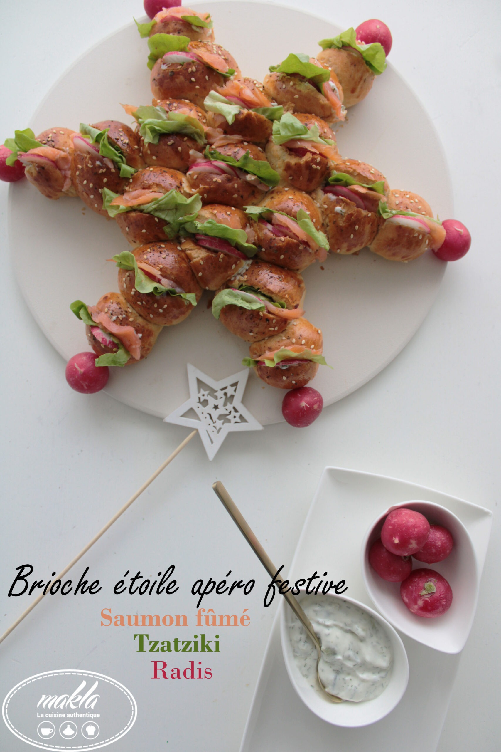 Lire la suite à propos de l’article Brioche apéro festive | Saumon – Tzatziki – Radis